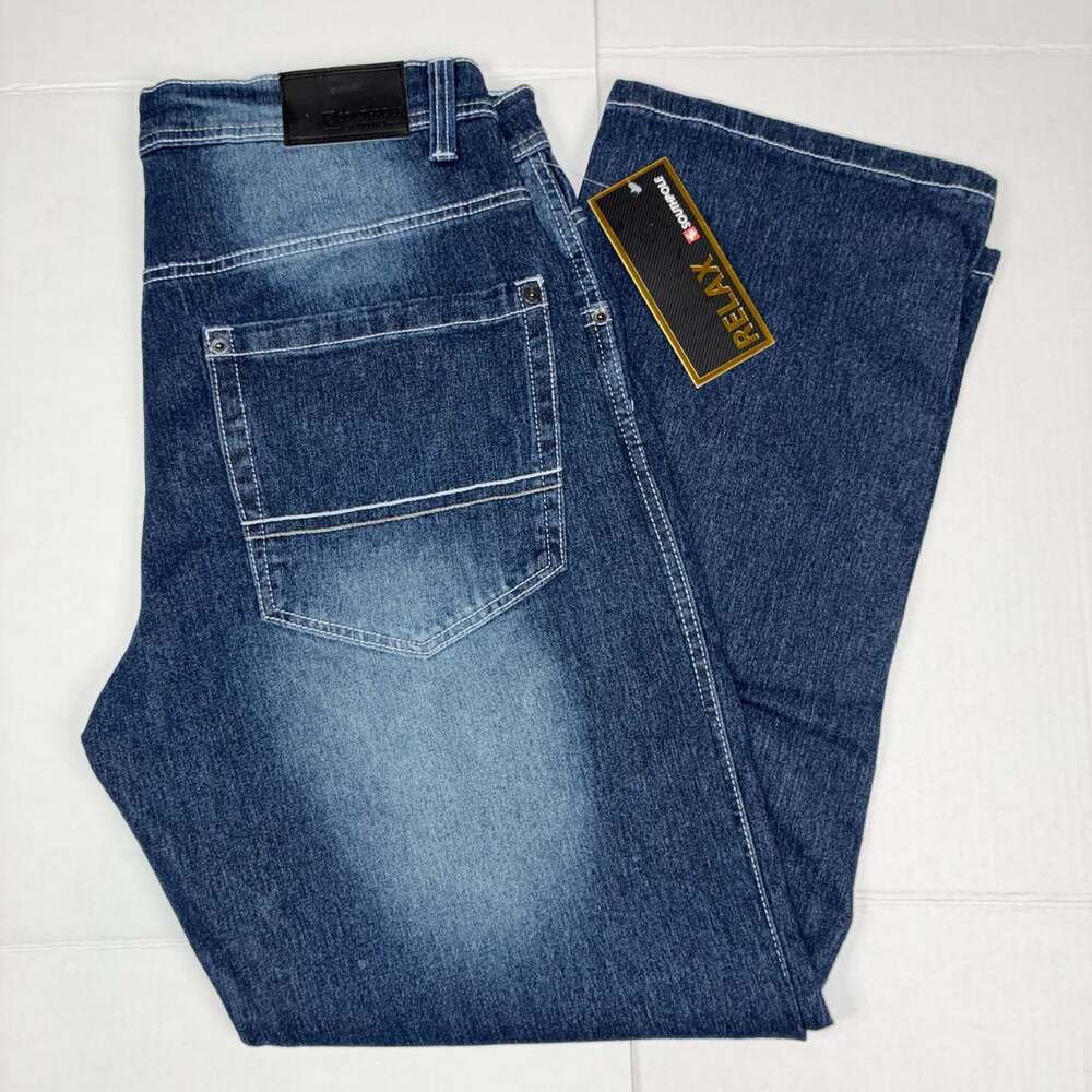 NEW Southpole Men's Relaxed Fit Denim Jeans Dark Wash Blue Size 34x30